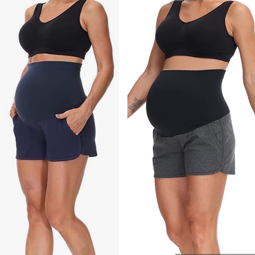 Set of 2 Women's Pregnancy Maternity Support Breathable Cotton Maternity Shorts